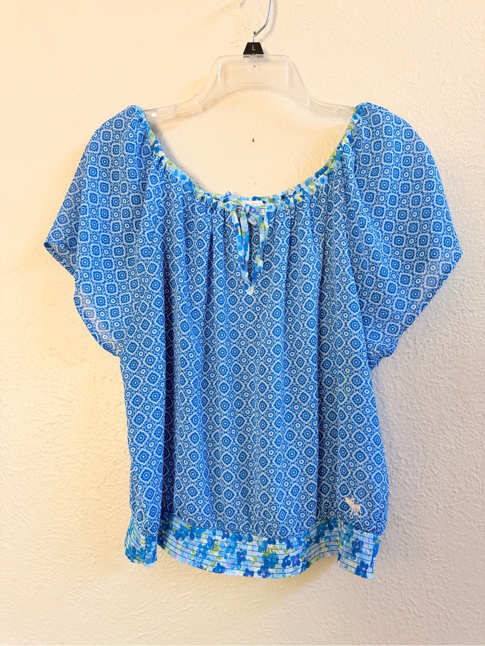 Abercrombie bright blue peasant blouse